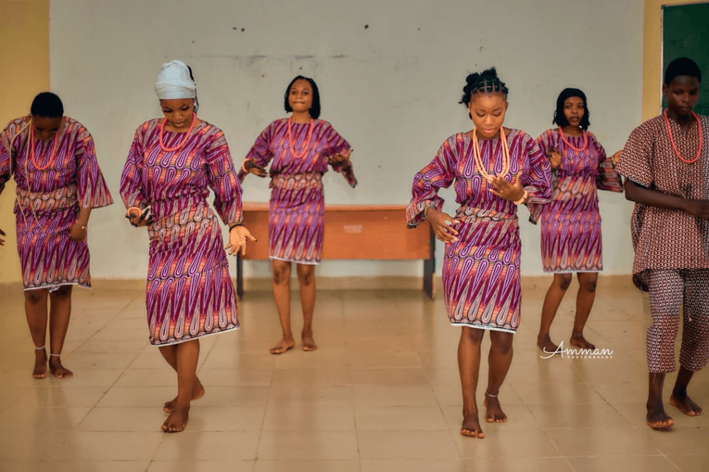 Yoruba Cultural Dance Choreography Performance in Pattern Attire